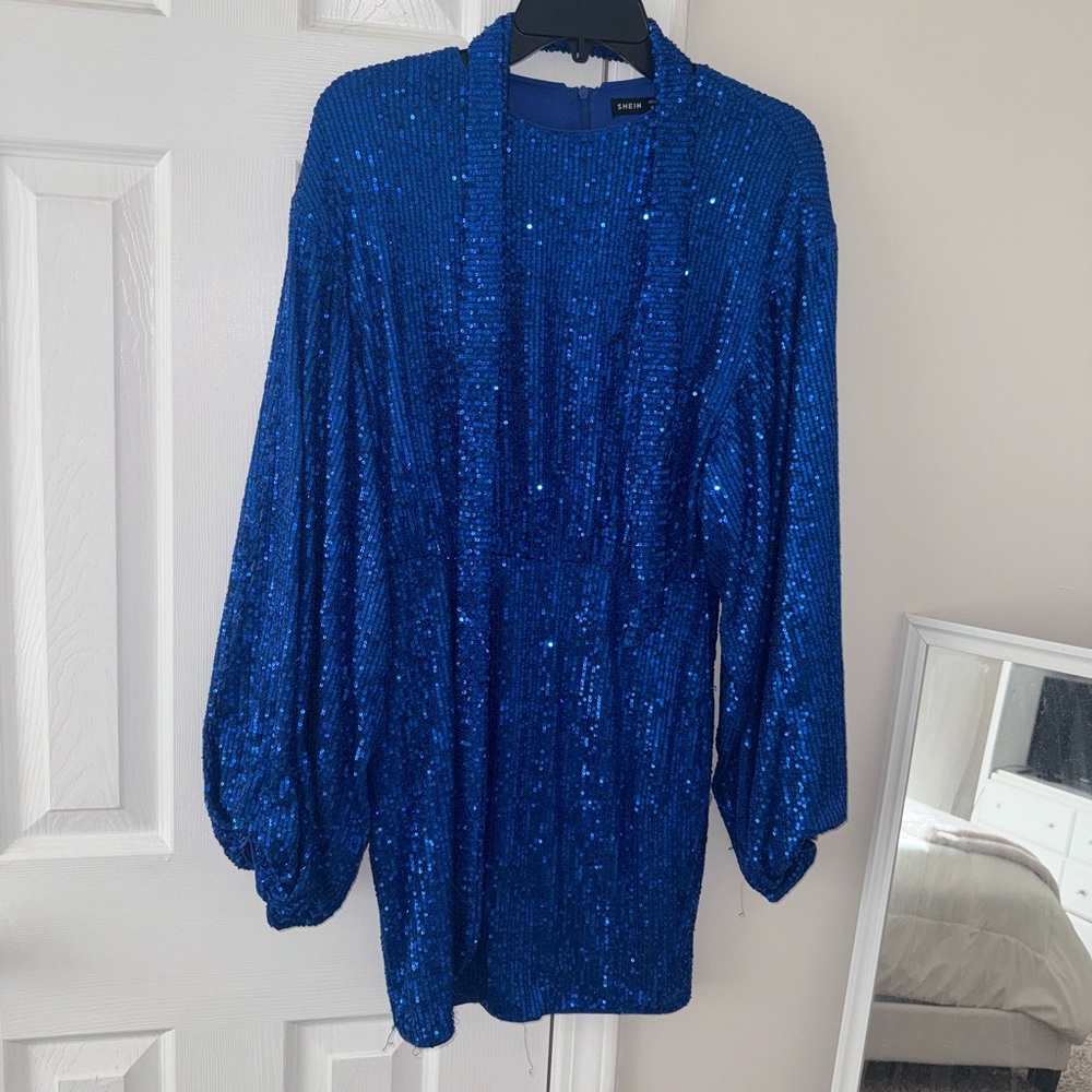 Blue sequin dress